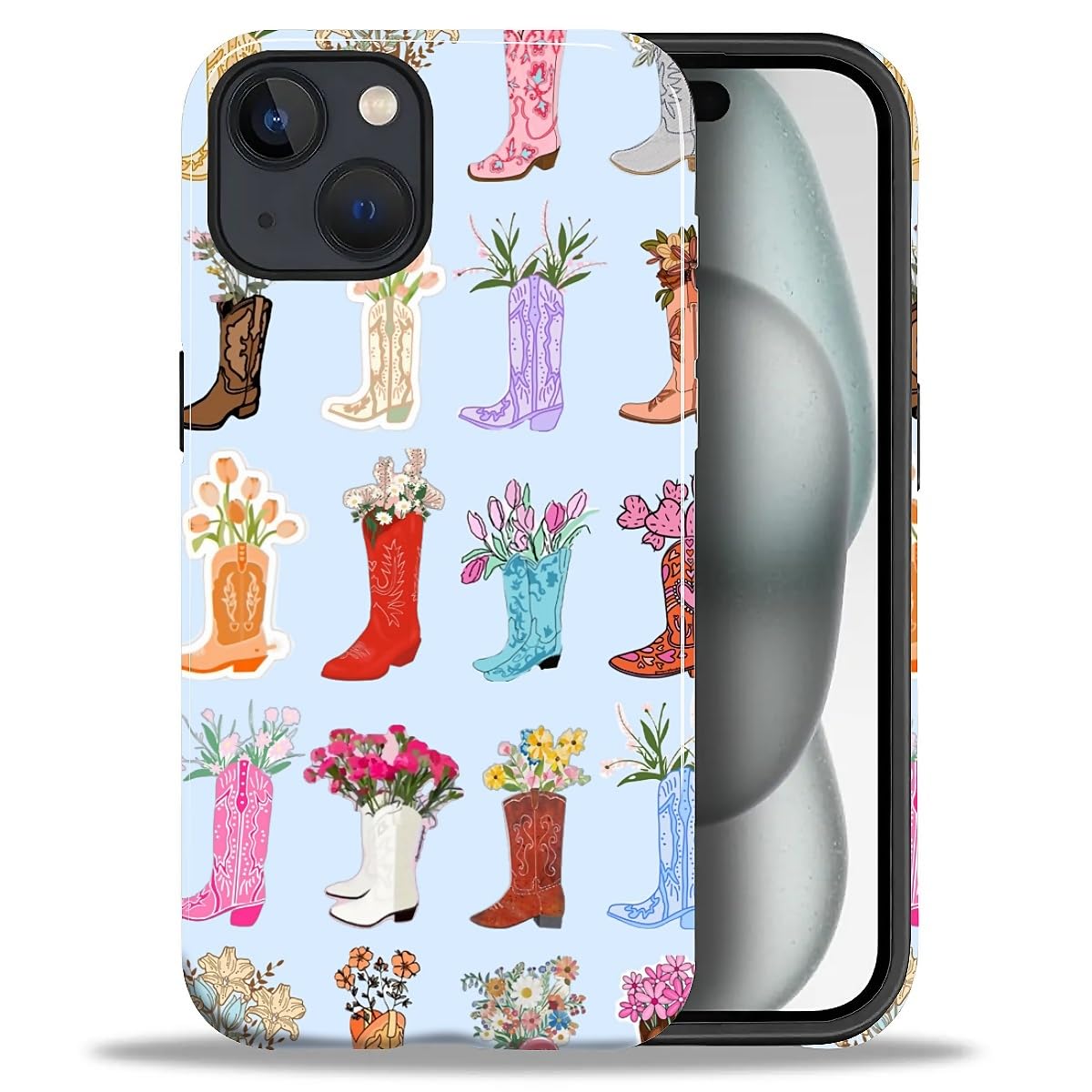 DAIZAG Case for iPhone 13 iPhone 14, Christmas Coffee Snowflake Cane Full-Body Design Hybrid Dual Protection Soft TPU + Hard PC, Shockproof Scratch-Resistant Protective Cover Phone Case for Men Women