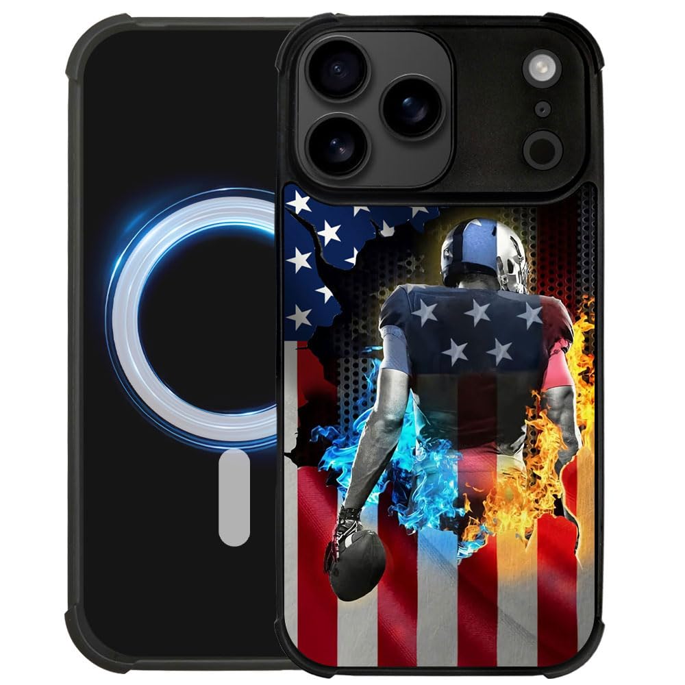 DJSOK Case for iPhone 17,Compatible with MagSafe,Anti-Scratch Shockproof Case,Wood American Flag Fish