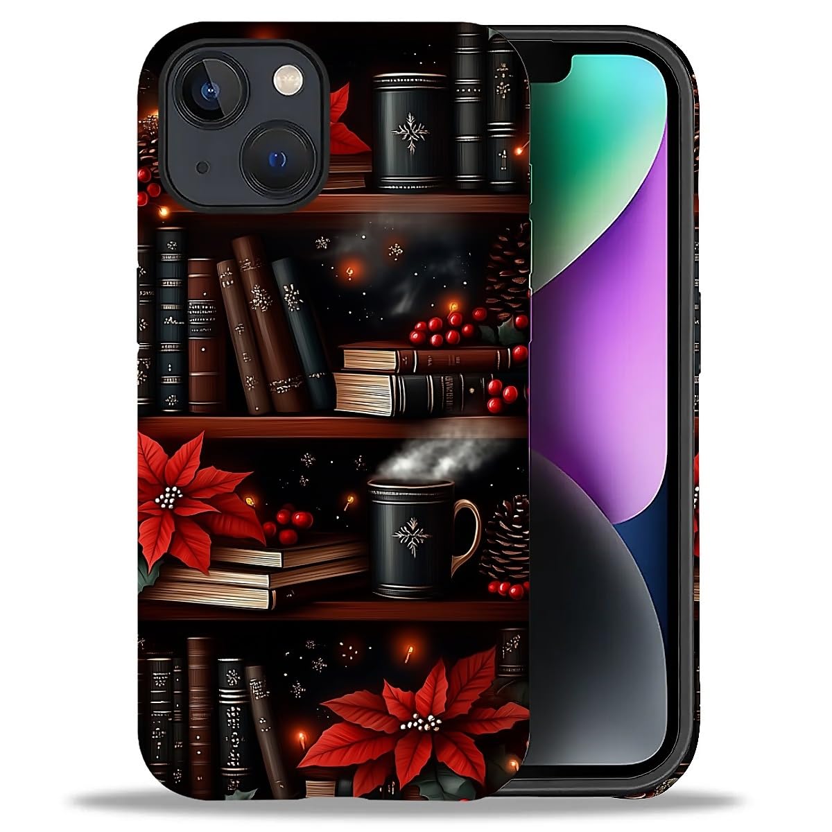 Case for iPhone 17,Drop Protection Hybrid 2-Layer Hard Phone Cover-Vintage Christmas Stamps Collage