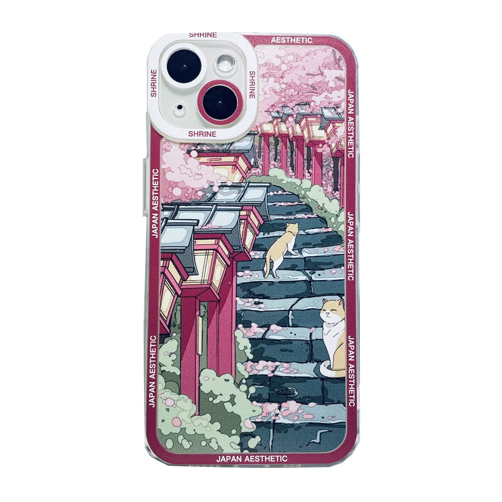 for iPhone 17 Pro Cute Clear Case, Japanese Cool Cartoon Anime Aesthetic Scenery Design Stylish Soft Shockproof Angel Eyes Protective Transparent Back Case Cover Shell (Landscape-4, for iPhone 17 Pro)