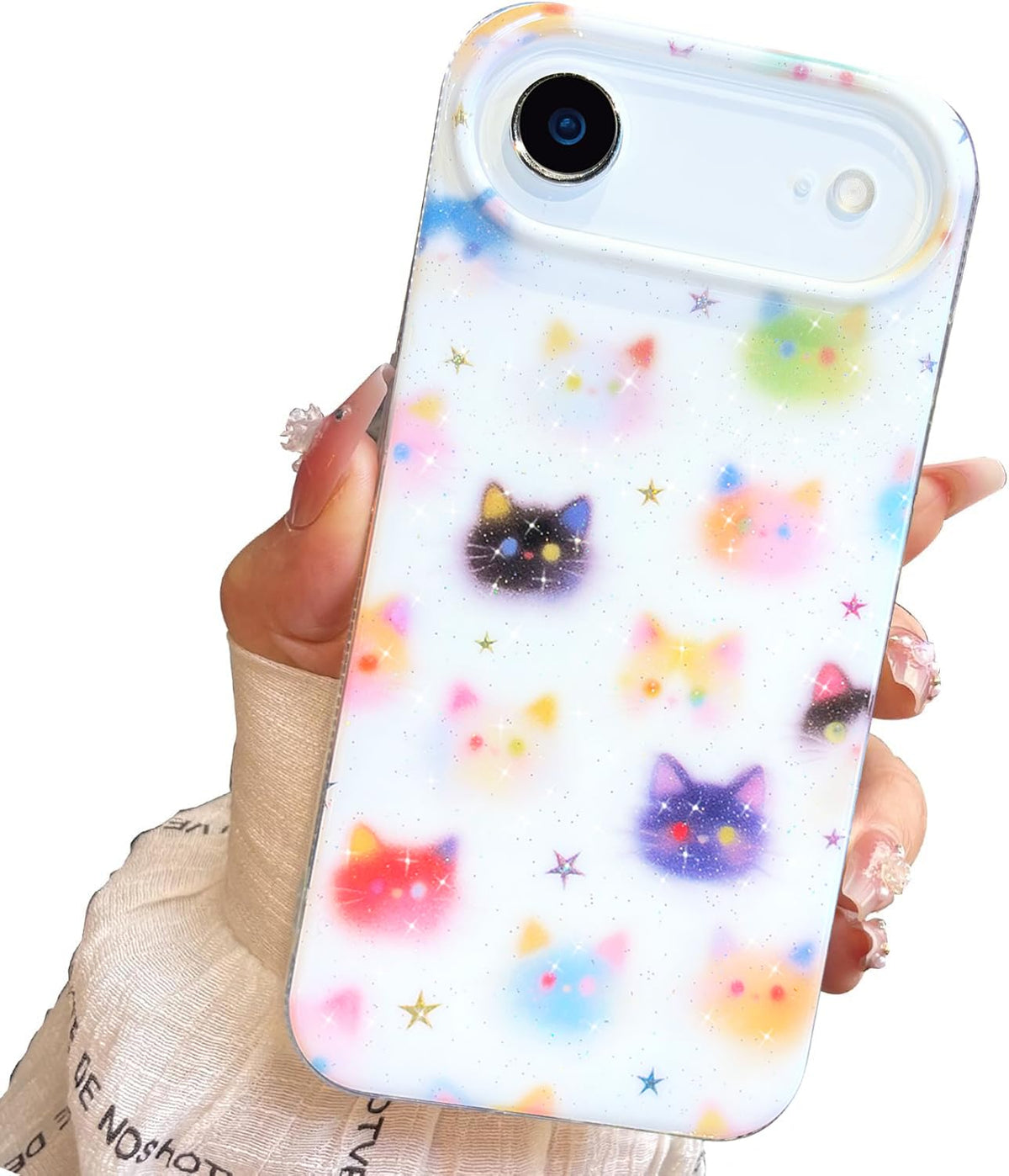 for iPhone 13 Case & iPhone 14 Case Shiny black cat-Purple Design,Cute trendy Soft Slim TPU Shockproof Protective Bumper adorable Phone Cases Cover for Women Girls Aesthetic,iphone 14/13 6.1"
