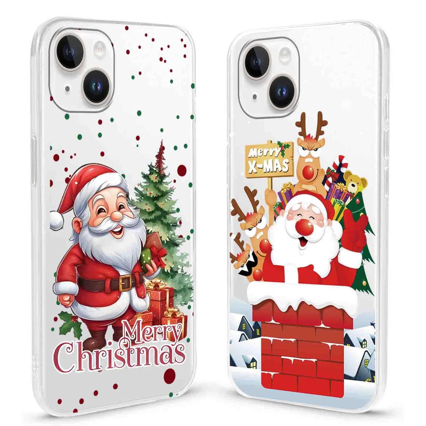 2 Pack Christmas Phone Case for iPhone 16 6.1'', Cute Christmas Tree Pattern Gifts Case with Gingerbread Canes Design Soft TPU Anti-Fall Protective Slim Shockproof Cover for Girl Women Men