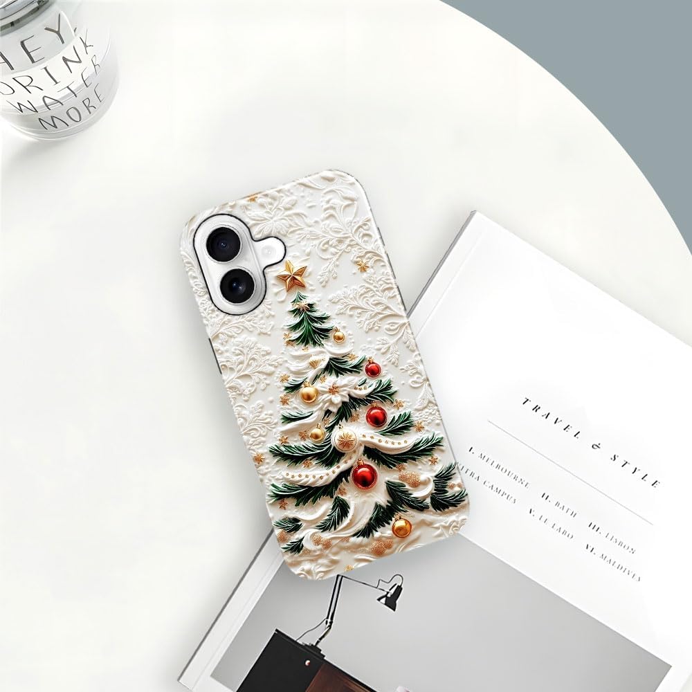 DAIZAG Case Compatible with iPhone 17,Glossy Durable Shock Protection Cover for Girl Women,Christmas Tree Snowflake Pattern