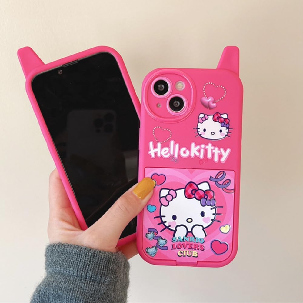 Cute Funny Kitty Phone for iPhone 13 Case | Cartoon Kawaii Cat Phone Case 3D Character Cover Case for Kids Girls and Womens