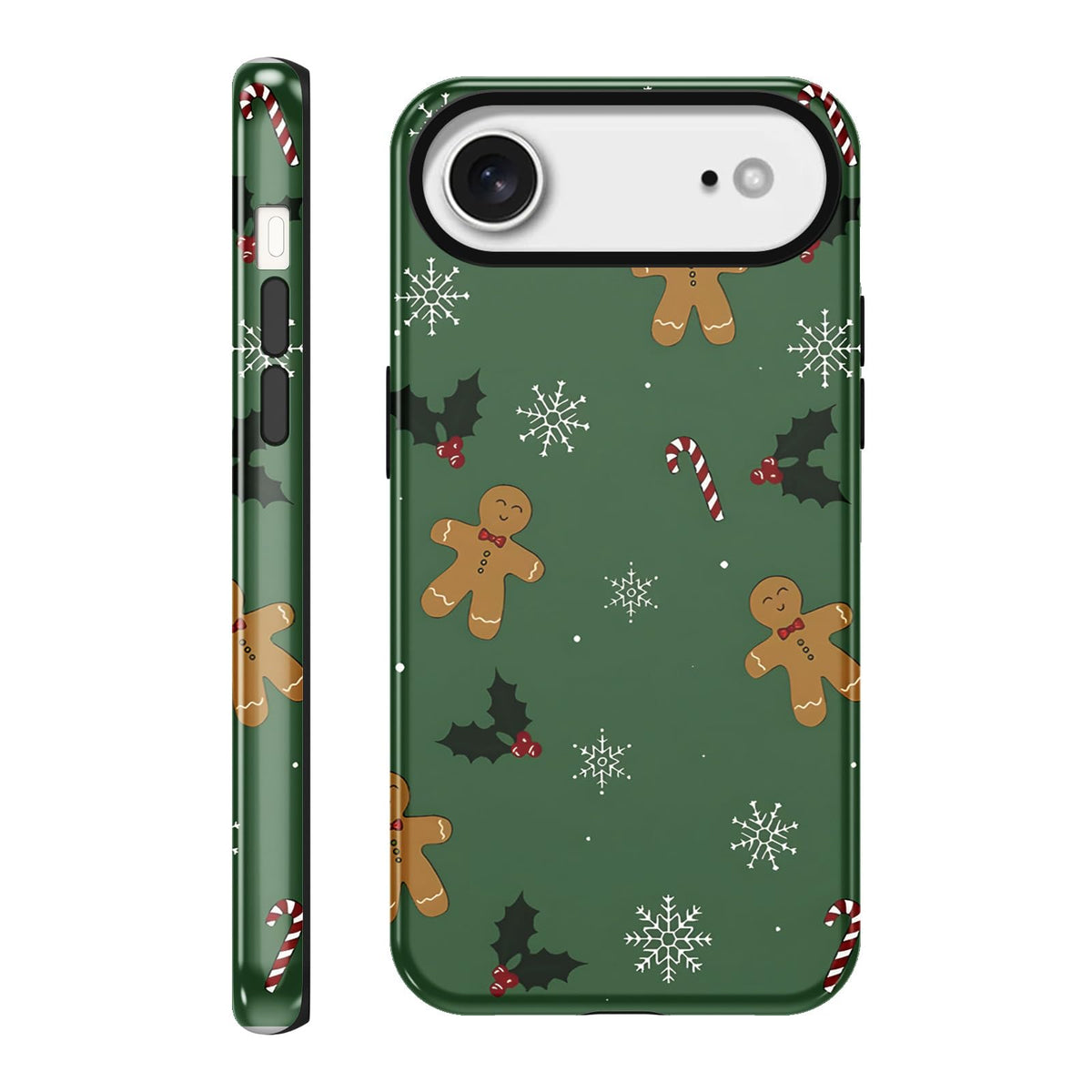 Merry Christmas Phone Case for iPhone 13/14, Cute Case with Candy Gingerbread Man Pattern, Hybrid Durable Shockproof Soft Silicone Cover for Girl Women Men Boys