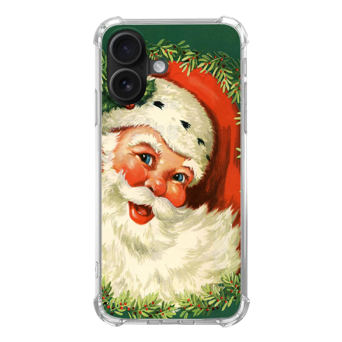 Christmas Vintage Retro Phone Case for iPhone 16, Cute Kawaii Case Winter Holiday Xmas Santa Claus Cover for Teens Women Men, Trendy TPU Bumper Cover Case