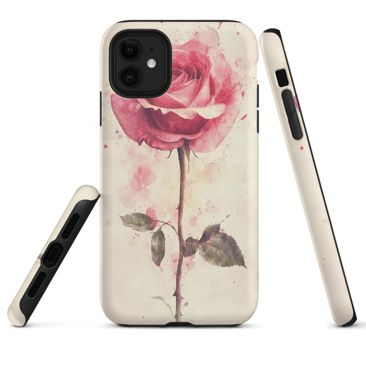Raindrops Potted Plants Phone Case Compatible with iPhone 16 15 14 13 12 Compatible with Samsung Galaxy S25 S24 S21 Ultra FE S22 Dual Layer Sturdy Shockproof Full Protection