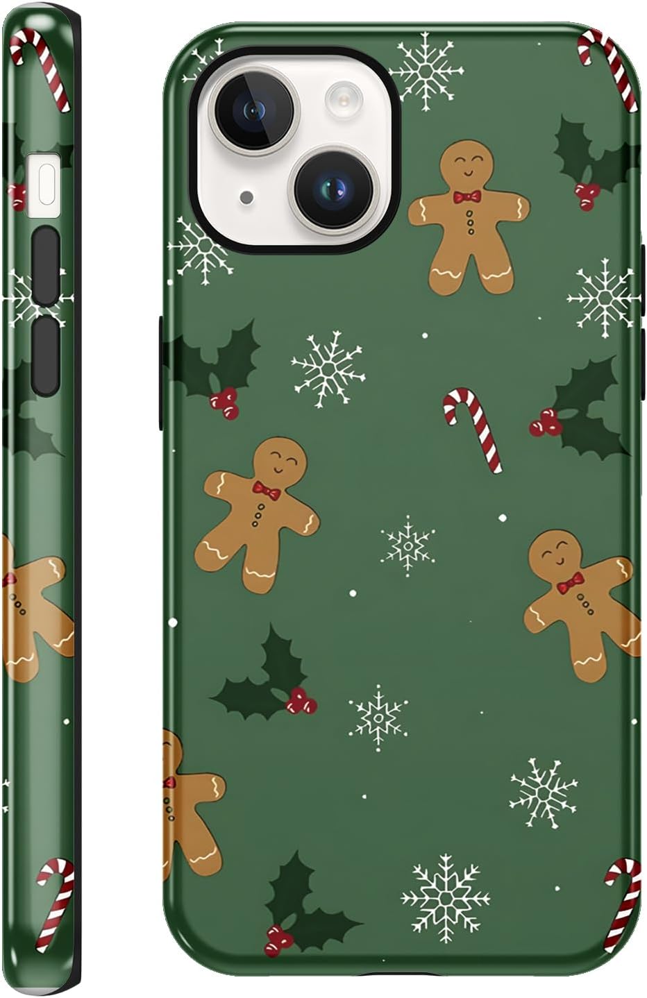 Merry Christmas Phone Case for iPhone 13/14, Cute Case with Candy Gingerbread Man Pattern, Hybrid Durable Shockproof Soft Silicone Cover for Girl Women Men Boys