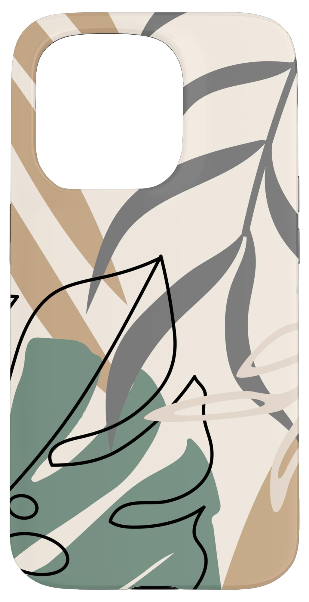 Tropical Botanical Beige Brown Exotic Minimalist Abstract Case for iPhone 15