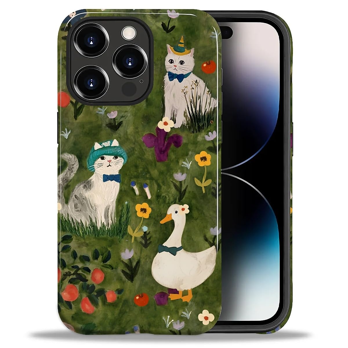 DAIZAG Case for iPhone 13 iPhone 14, Christmas Coffee Snowflake Cane Full-Body Design Hybrid Dual Protection Soft TPU + Hard PC, Shockproof Scratch-Resistant Protective Cover Phone Case for Men Women
