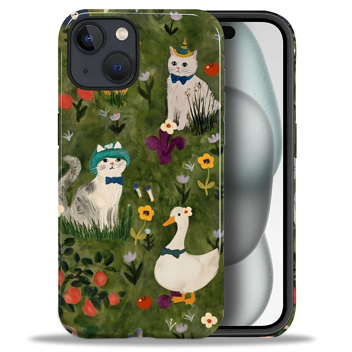 DAIZAG Case for iPhone 13 iPhone 14, Christmas Coffee Snowflake Cane Full-Body Design Hybrid Dual Protection Soft TPU + Hard PC, Shockproof Scratch-Resistant Protective Cover Phone Case for Men Women