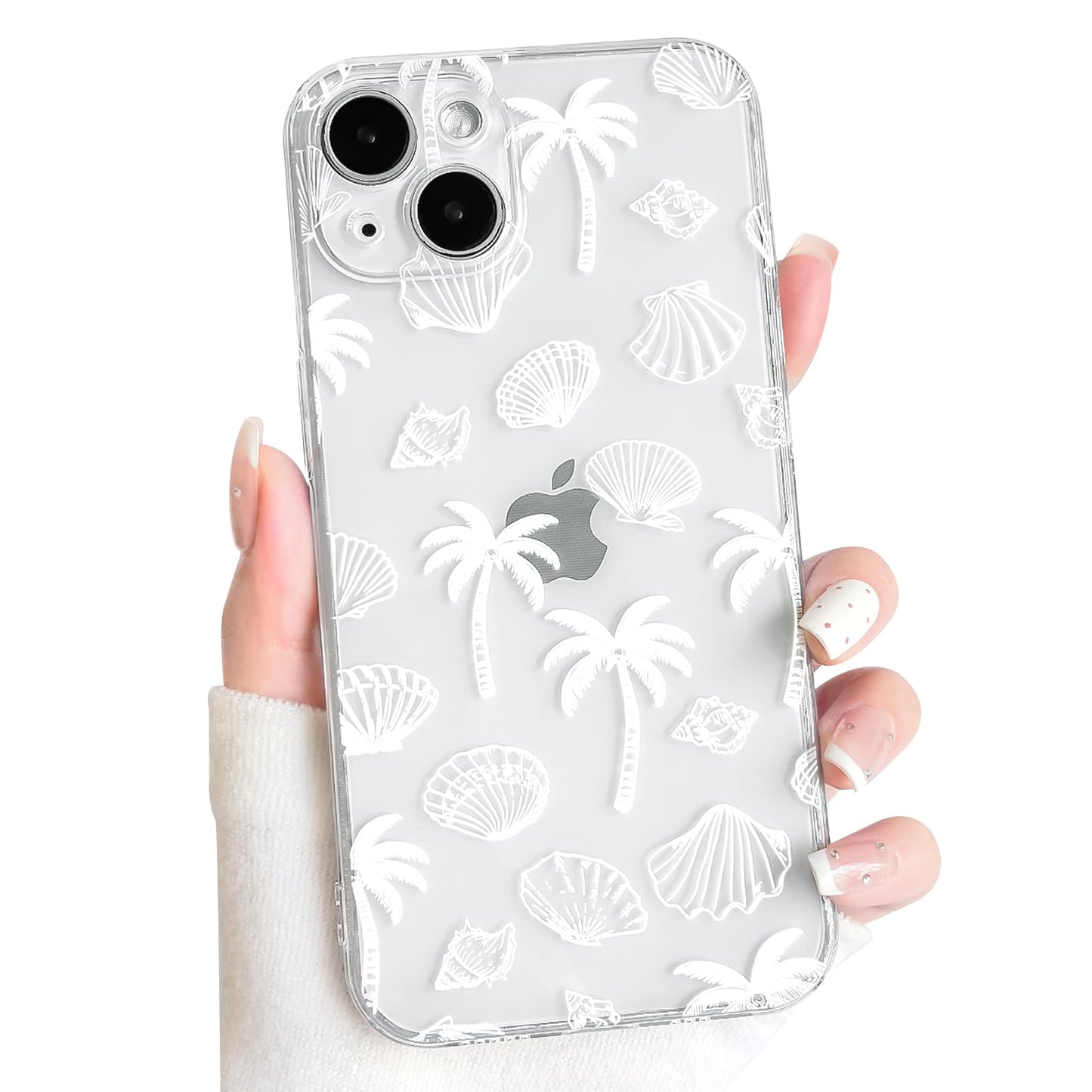 NITITOP Compatible with iPhone 15 Case Clear Sea - White Turtle | Cute, Shell whale ocean animal, For women men girls boys, Slim, Soft TPU, Shockproof