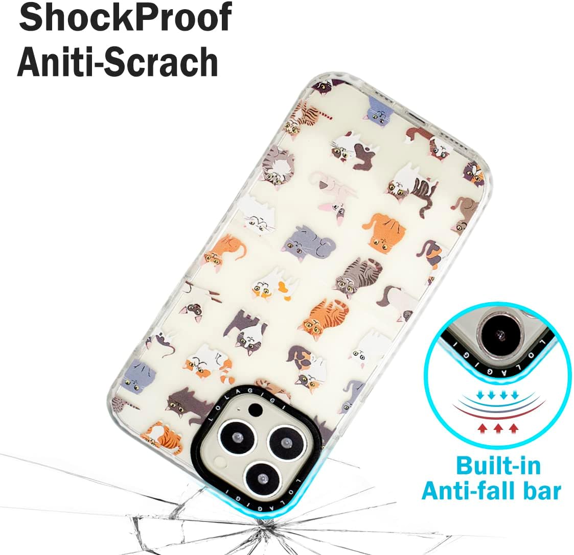 for iPhone 15 Pro Case for Women, Cute Pet Cat Cartoon Art Animal Print Girly Design Kawaii Aesthetic Cartoon Pattern for Girls Teens Soft TPU Phone Case (6.1")