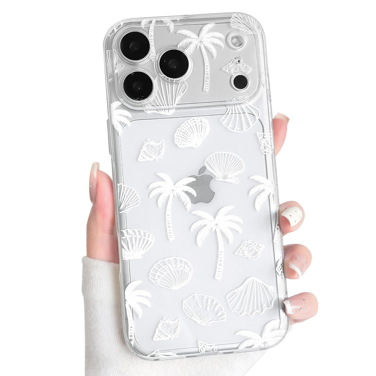 NITITOP Compatible with iPhone 16 Case Clear Sea - White Fish | Cute, Shell whale ocean animal, For women men girls boys, Slim, Soft TPU, Shockproof