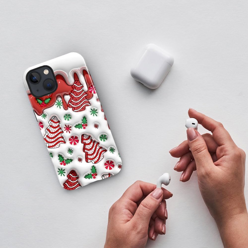 Case for iPhone 14,Christmas 3D Winter Phone Case Slim Silicone Shockproof Cover for Girls Women（Glossy & Durable）