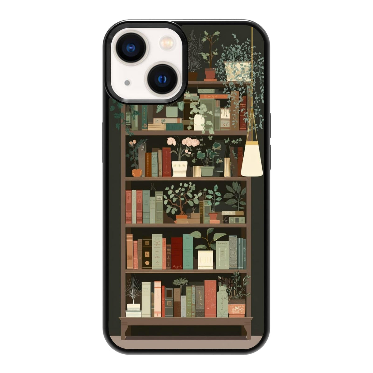 Aesthetic Bookshelf Urban Jungle Potted Plants Botanical Phone Case, Shockproof Protective Cover for iPhone 11 12 13 14 15 16 17 Pro Max Plus Mini XR 7 8 SE