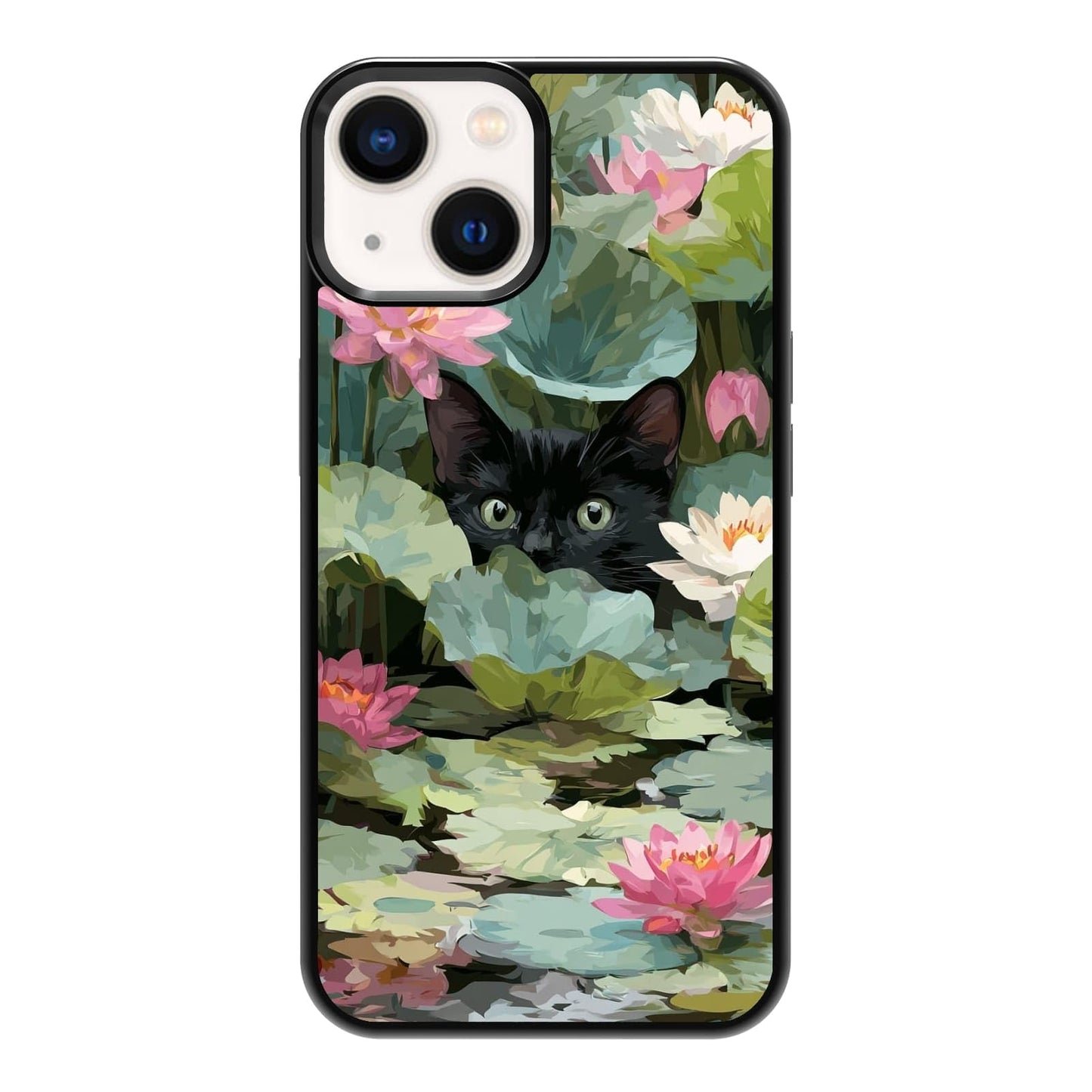 Black Cat Indoor Jungle Potted Plants Bookshelf Dark Green Botanical Urban Forest Phone Case, Shockproof Protective Cover for iPhone 11 12 13 14 15 16 17 Pro Max Plus Mini XR 7 8 SE