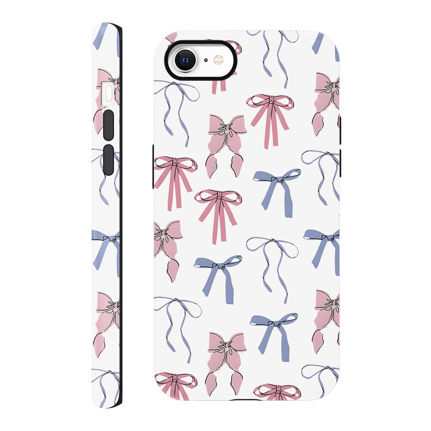 Cute Christmas Bow Phone Case for iPhone 12/12 Pro Case 6.1", Red Green Aesthetic Coquette Preppy Ribbon Bowknot Pattern Design Cover Shockproof Soft TPU Hard PC Protection Girls Women Funda