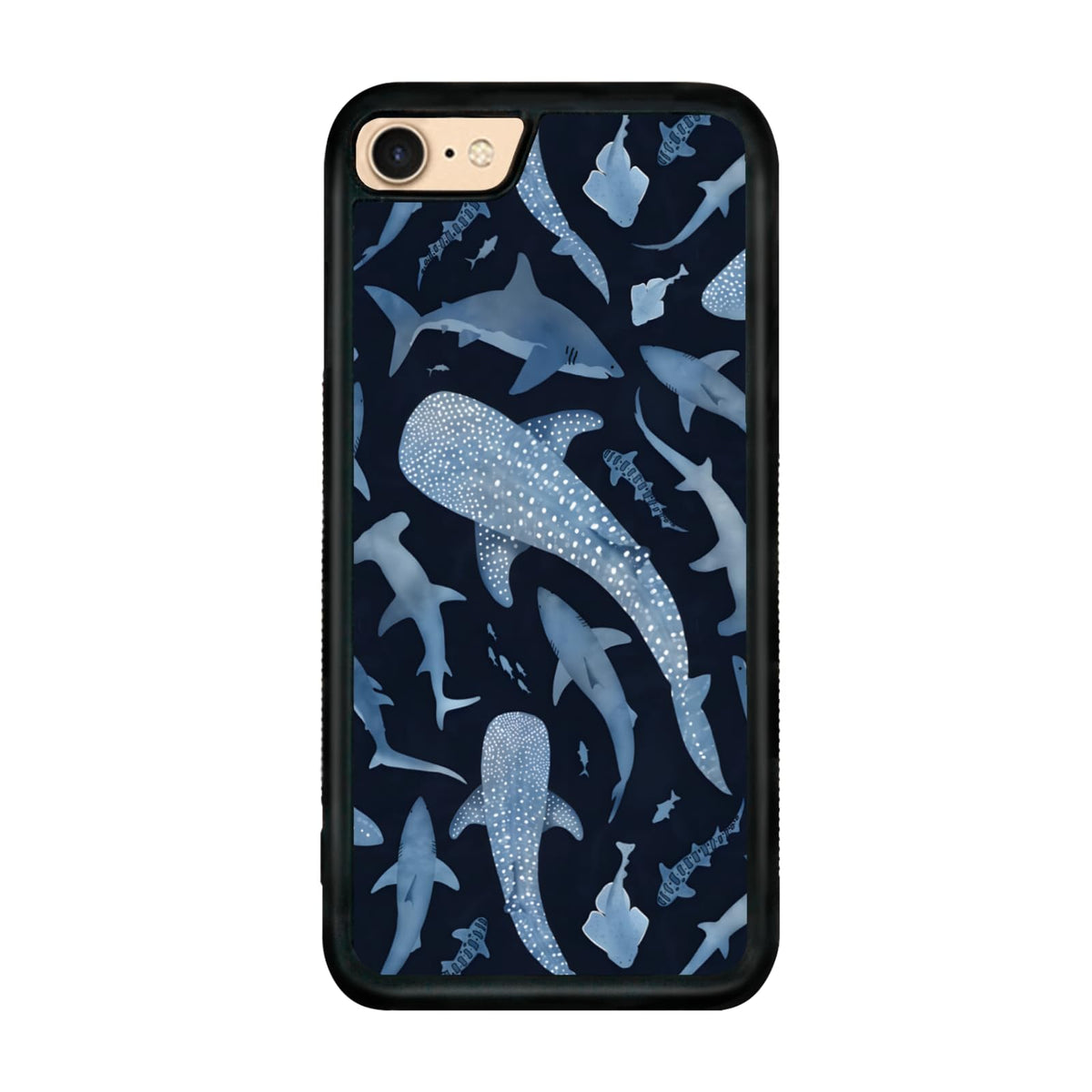 Cute Blue Shark Aesthetic Phone Case for iPhone 14 & 13 Case for Women Teen Girls Kids Girls -6.1Inch