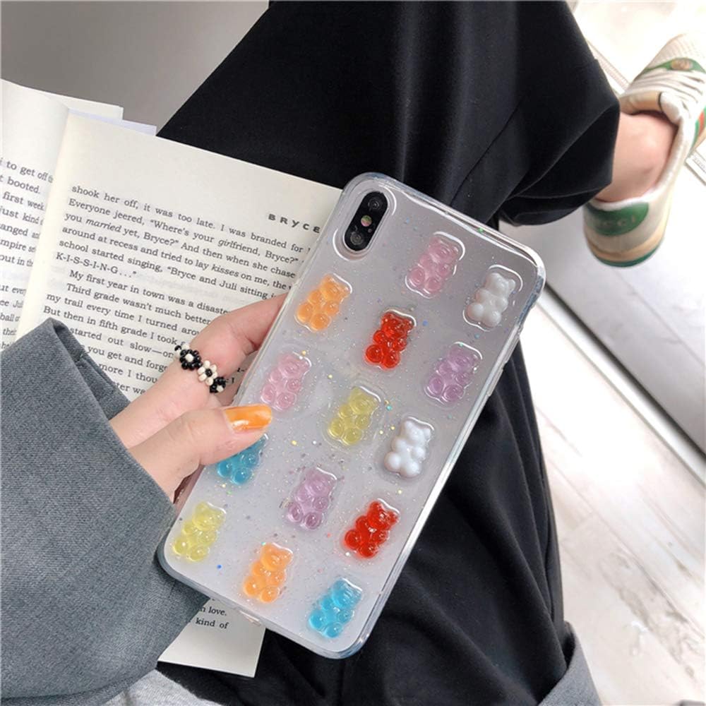 UnnFiko Cute Clear Phone Case for iPhone 15, Super Kawaii Cartoon Bears, Funny Creative Soft Protective Phone Cases Cover for iPhone 15(Bears)