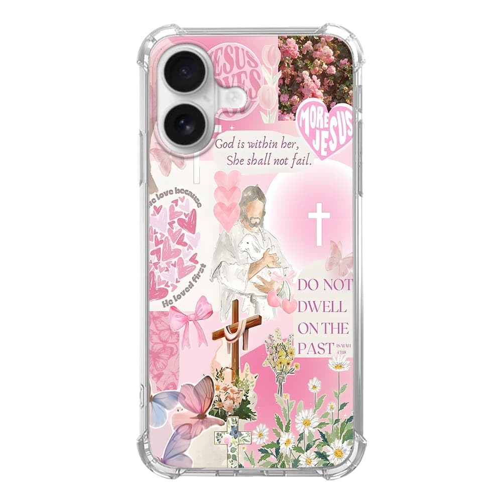 Pink Christmas Pattern Case for iPhone 16, Cute Reindeer, Trendy Cool Soft TPU Bumper Cover Case for iPhone 16
