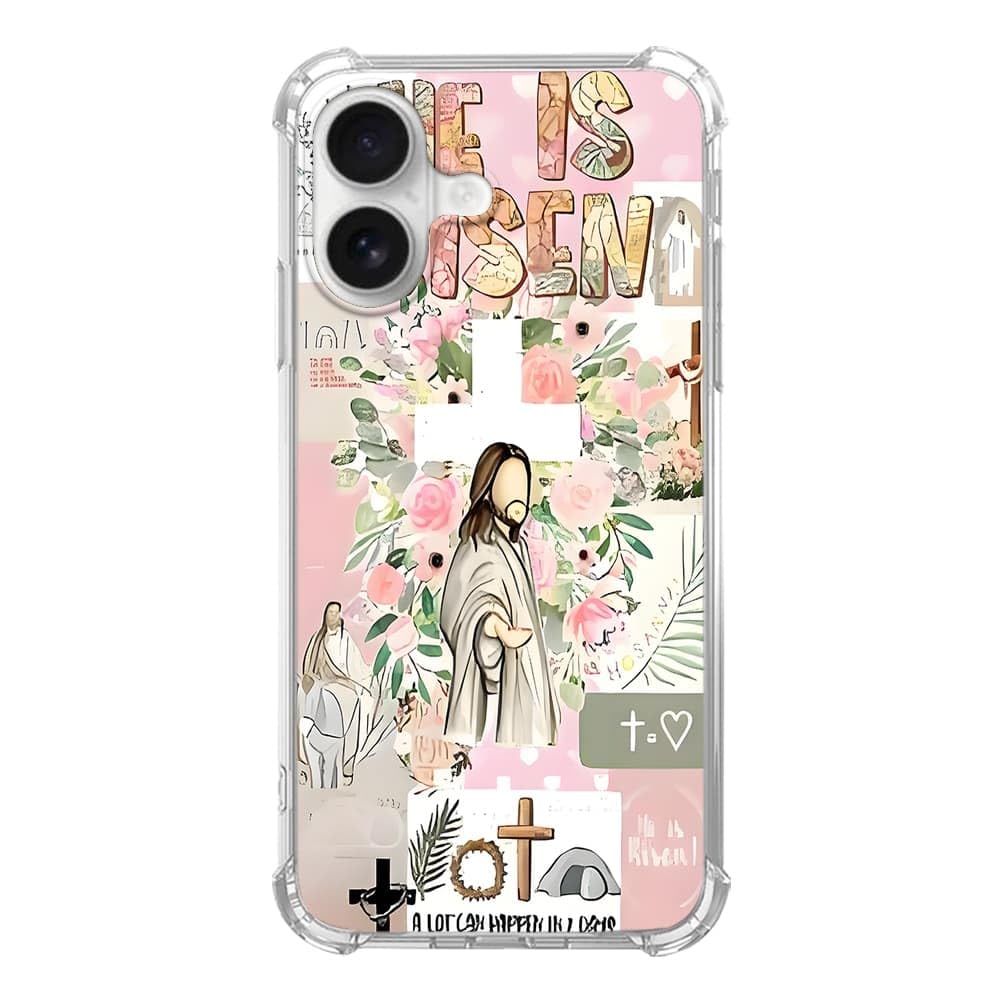Pink Christmas Pattern Case for iPhone 16, Cute Reindeer, Trendy Cool Soft TPU Bumper Cover Case for iPhone 16