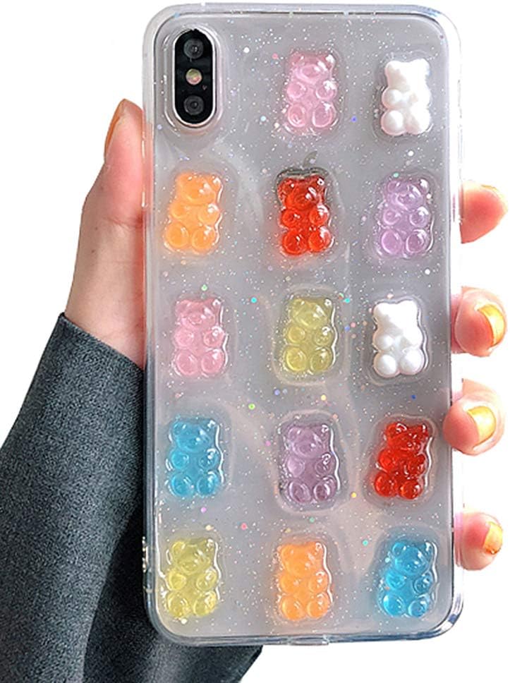 UnnFiko Cute Clear Phone Case for iPhone 15, Super Kawaii Cartoon Bears, Funny Creative Soft Protective Phone Cases Cover for iPhone 15(Bears)