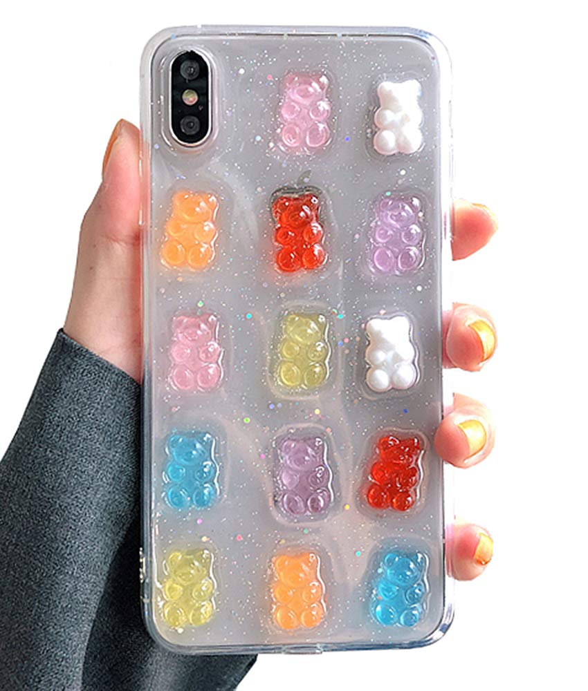 UnnFiko Cute Clear Phone Case for iPhone 15, Super Kawaii Cartoon Bears, Funny Creative Soft Protective Phone Cases Cover for iPhone 15(Bears)
