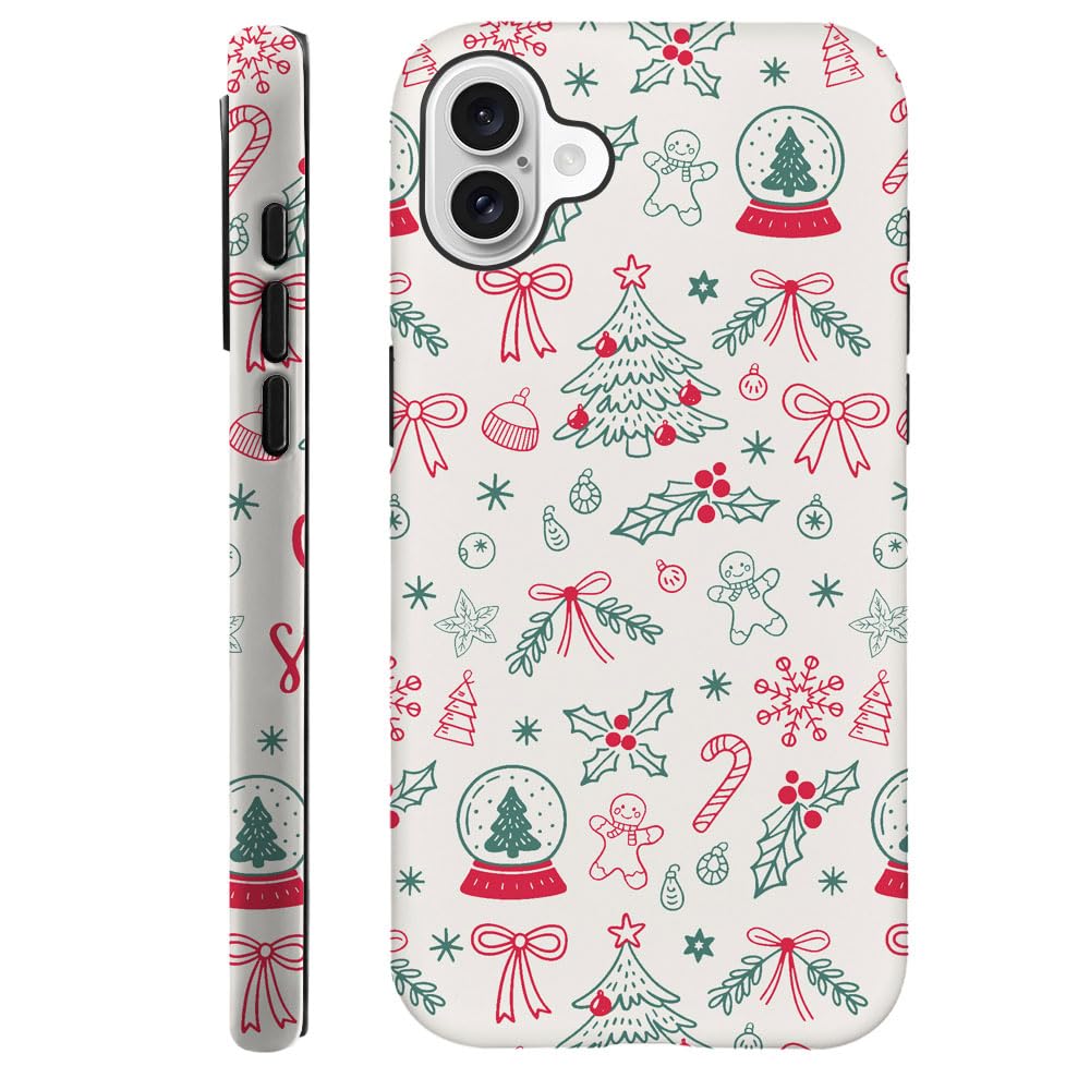 Compatible with iPhone 15 Pro,Durable & Shockproof Phone Case Cover Design - Christmas Retro Doodle