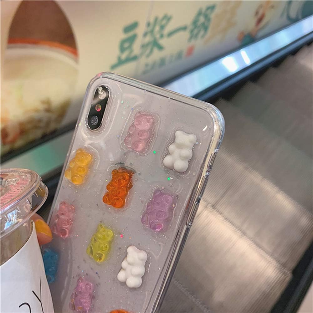 UnnFiko Cute Clear Phone Case for iPhone 15, Super Kawaii Cartoon Bears, Funny Creative Soft Protective Phone Cases Cover for iPhone 15(Bears)