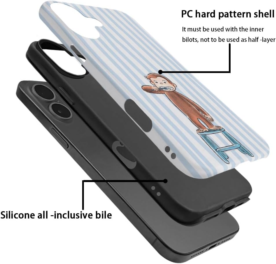 Case for iPhone 17 - [Drop Protection Phone Cover] - Hybrid Case for Girl Women - Funny Monkey Stripes 01
