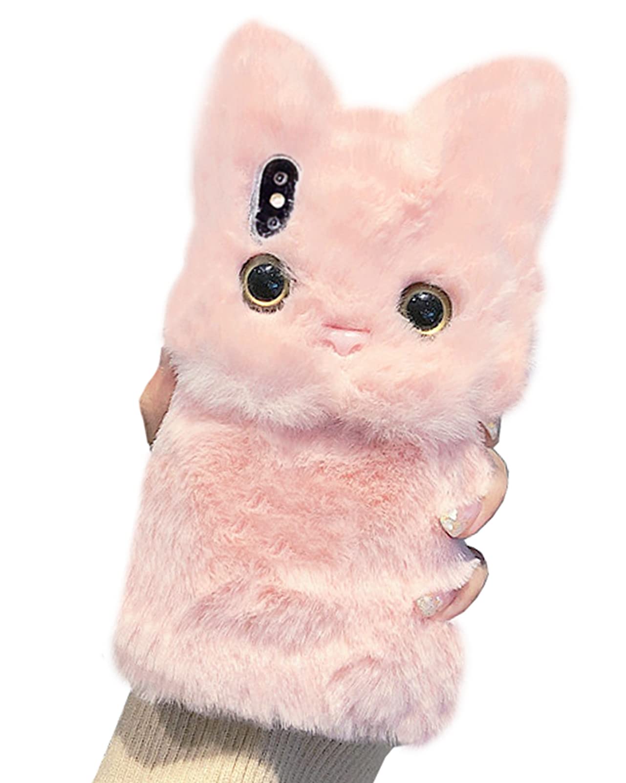 UnnFiko Super Cute Teddy Dog Fluffy Fur Case Compatible with iPhone 11, Fuzzy Furry Warm Plush Soft TPU Winter Case Protective Covers (Teddy Brown, iPhone 11)
