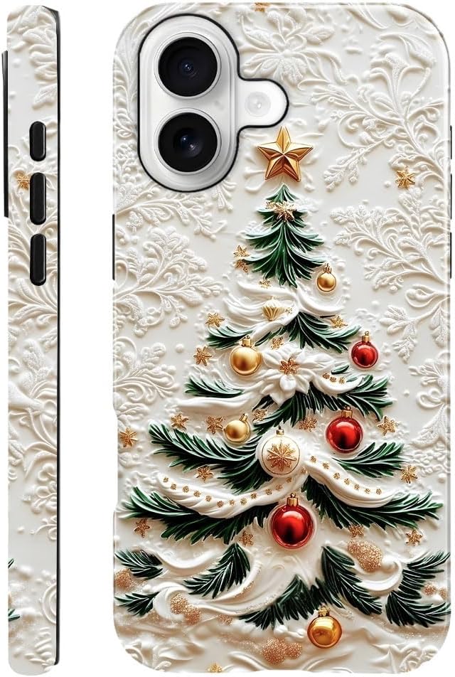 DAIZAG Case Compatible with iPhone 17,Glossy Durable Shock Protection Cover for Girl Women,Christmas Tree Snowflake Pattern