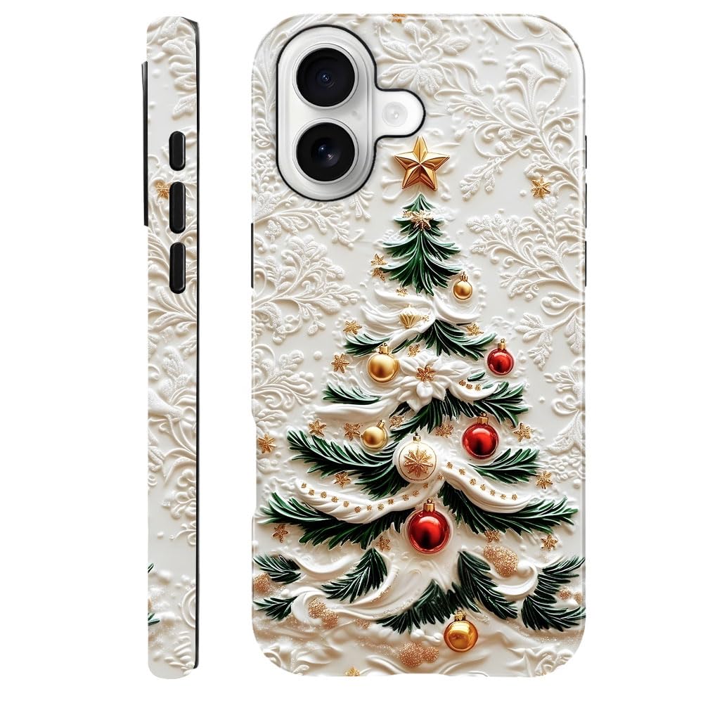 DAIZAG Case Compatible with iPhone 17,Glossy Durable Shock Protection Cover for Girl Women,Christmas Tree Snowflake Pattern