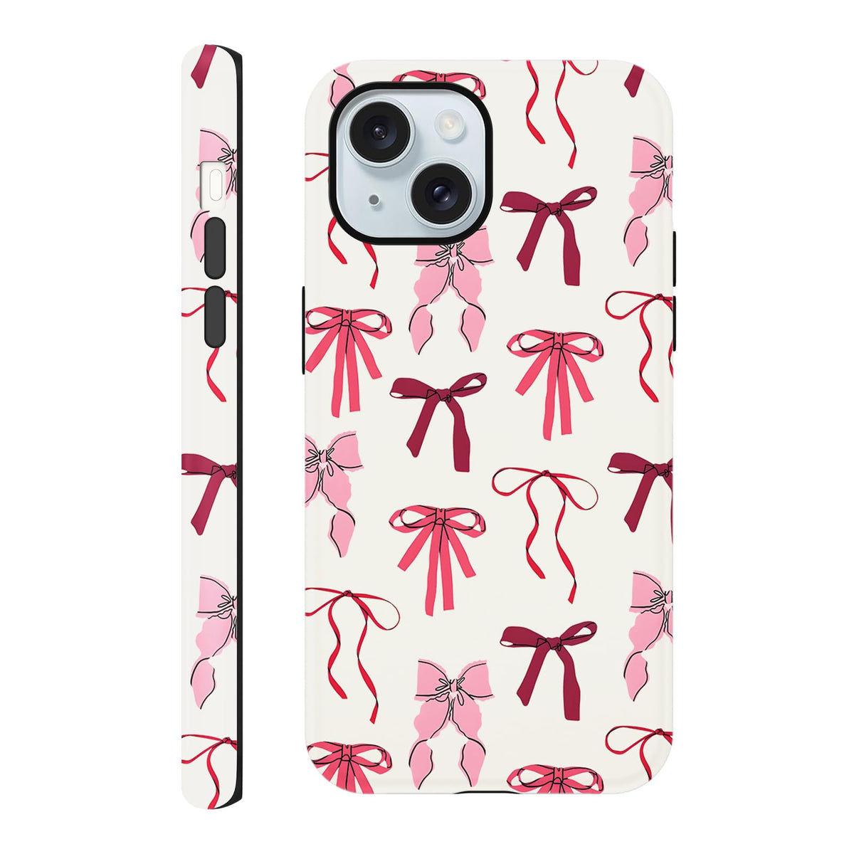 Cute Christmas Bow Phone Case for iPhone 12/12 Pro Case 6.1", Red Green Aesthetic Coquette Preppy Ribbon Bowknot Pattern Design Cover Shockproof Soft TPU Hard PC Protection Girls Women Funda