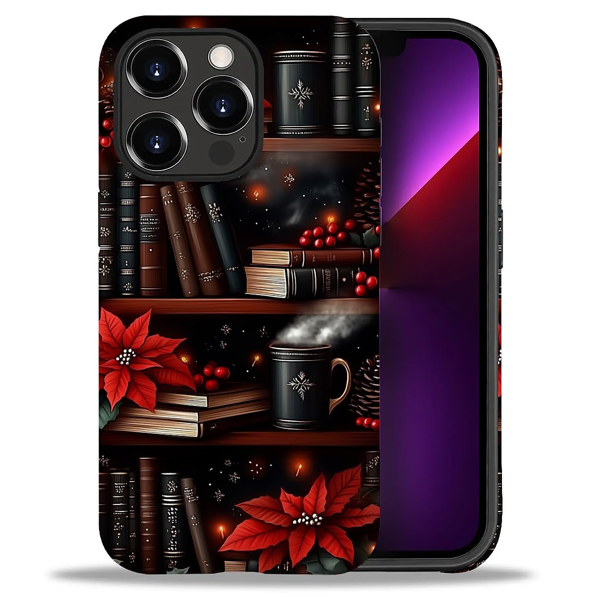 Case for iPhone 17,Drop Protection Hybrid 2-Layer Hard Phone Cover-Vintage Christmas Stamps Collage