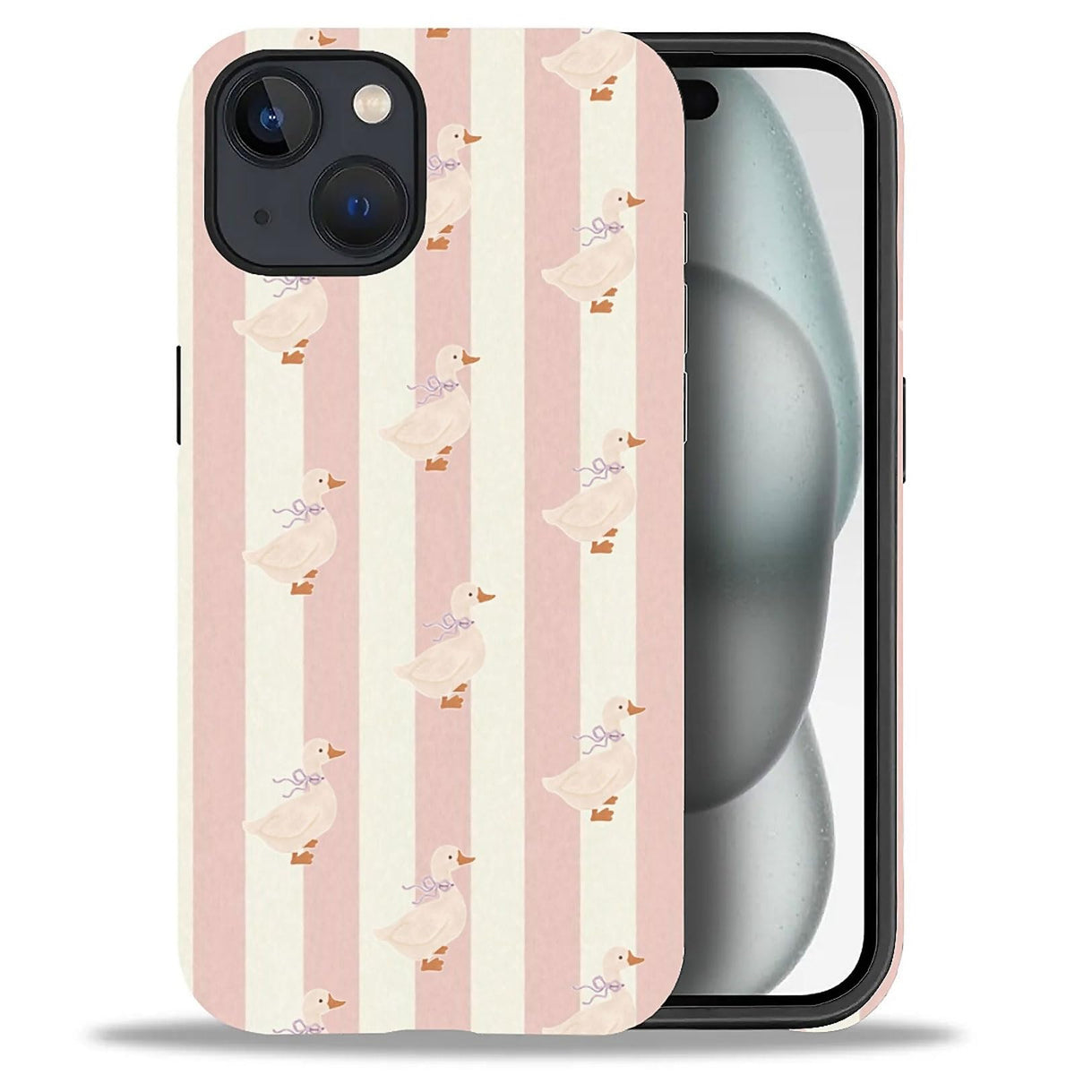 for iPhone 15 Pro Case,Hybrid 2-Layer Hard Shell + Silicone Protective Case -Resistant Shockproof- A Naughty Cat with Blue Stripes Eating Fish