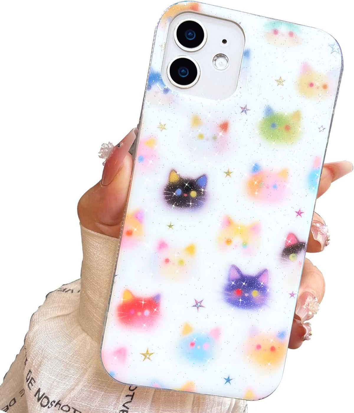iPhone 13/14 Case, Black Cat Design, Slim Silicone Bumper Case, Wireless Charging Compatible
