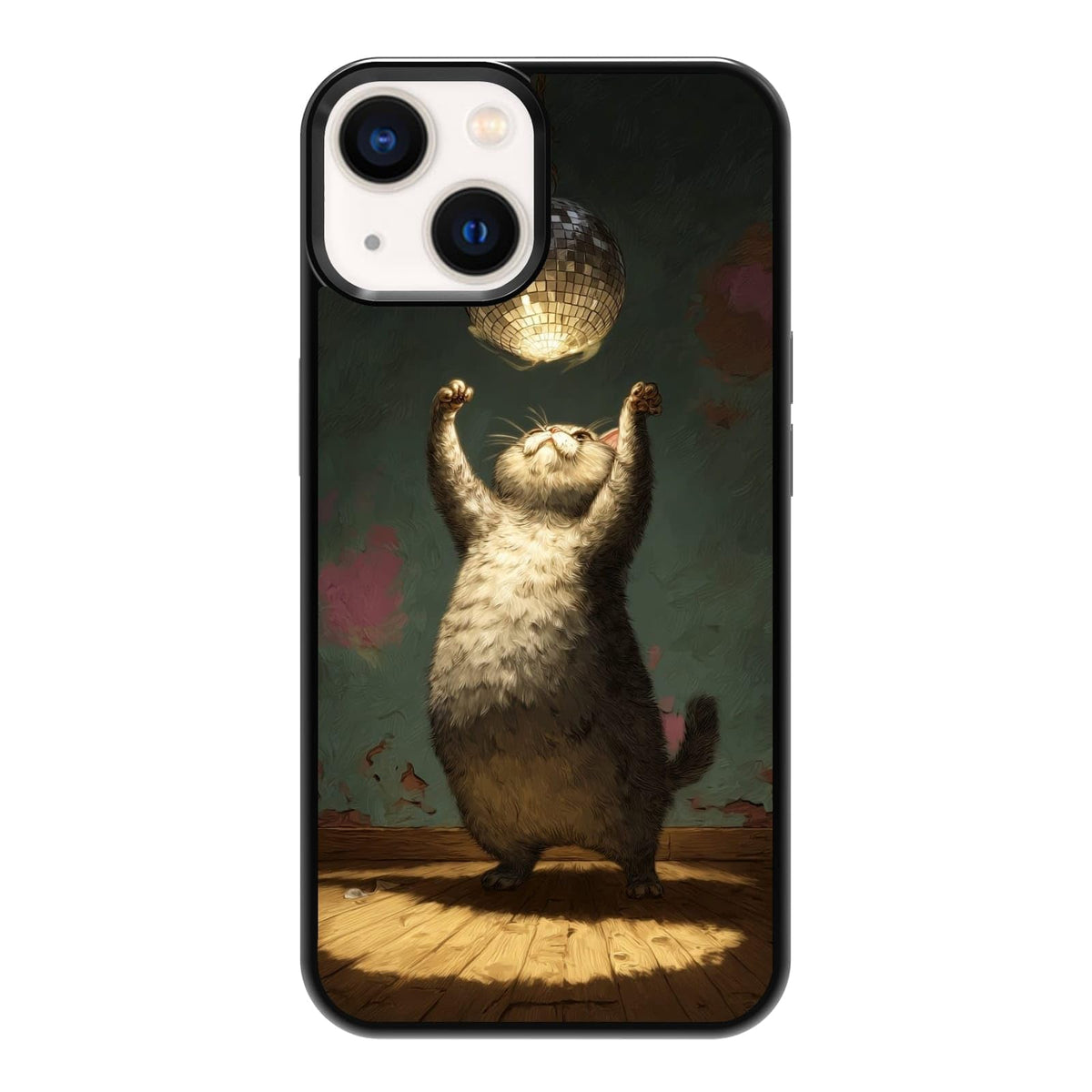 Lush Tropical Monstera Leaves Black Cat Botanical Art Phone Case, Shockproof Protective Cover for iPhone 11 12 13 14 15 16 17 Pro Max Plus Mini XR 7 8 SE