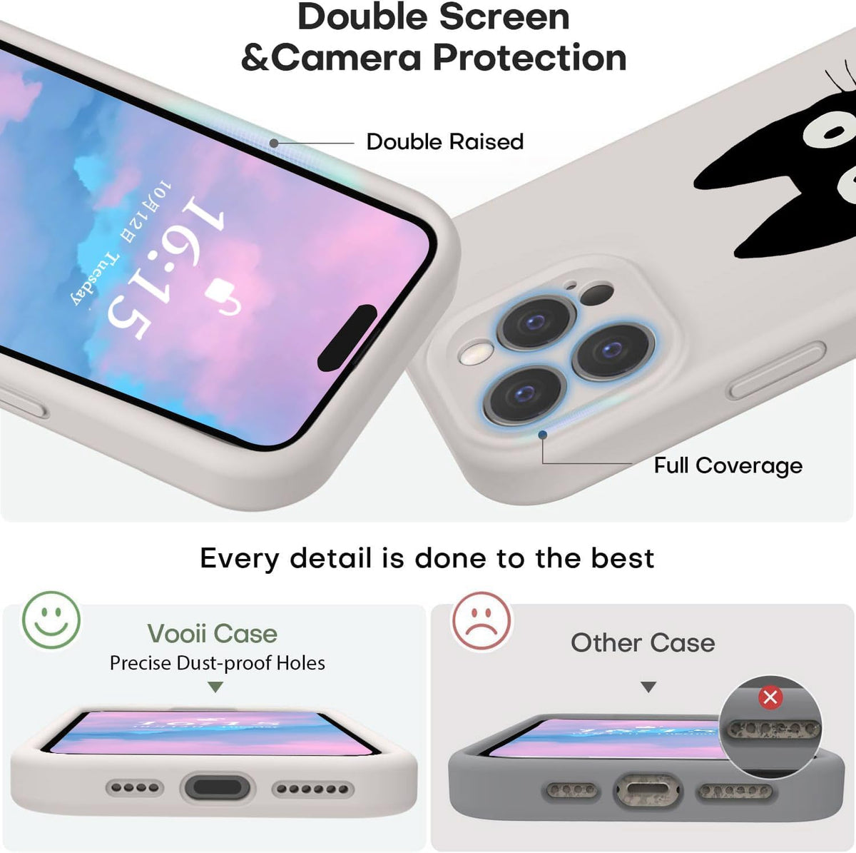 Funny Cat Case for iPhone 13, Cute Cartoon Black Cat Phone Case Cover Liquid Silicone Soft Gel Rubber Phone Cover with Microfiber Lining for iPhone 13