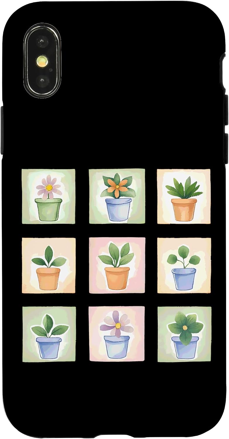 Potted Plant Flower Grid Nature Home Decor Case for iPhone 16