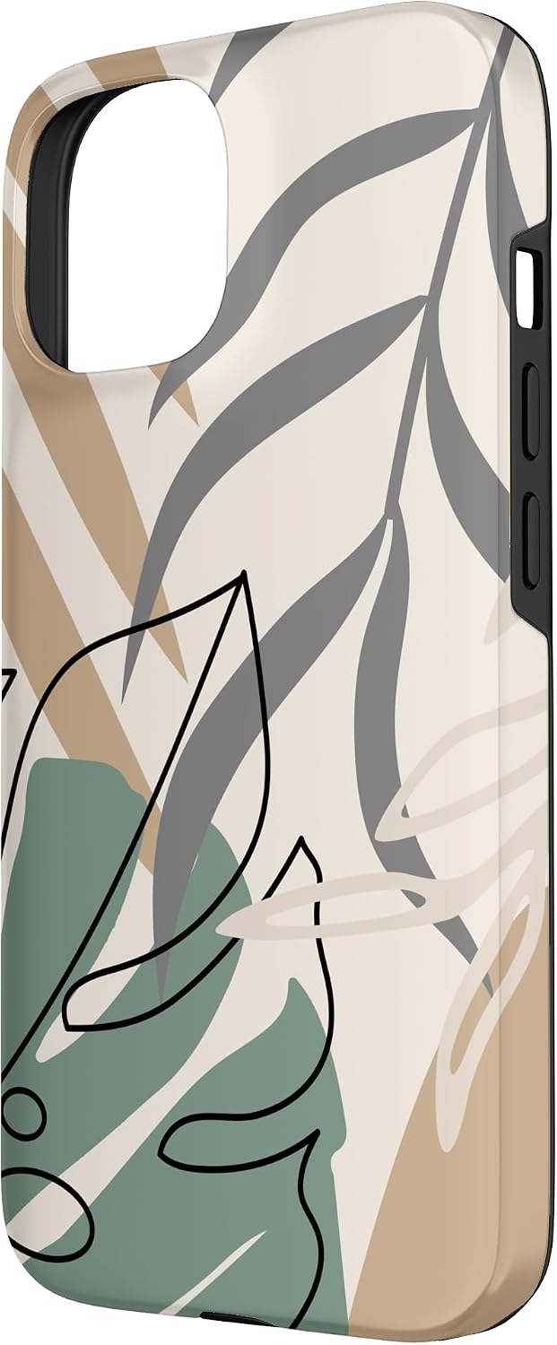 Tropical Botanical Beige Brown Exotic Minimalist Abstract Case for iPhone 15