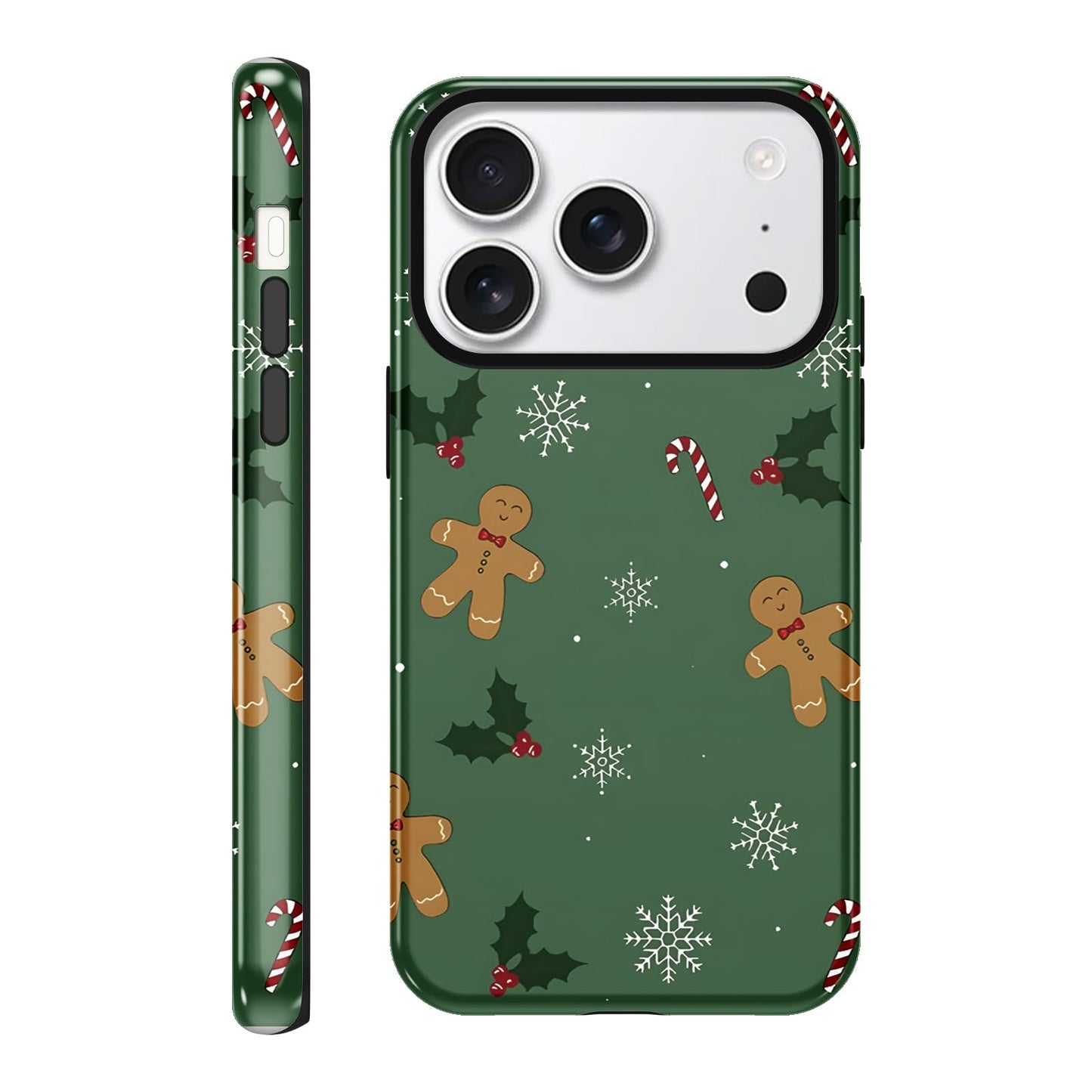 Merry Christmas Phone Case for iPhone 13/14, Cute Case with Candy Gingerbread Man Pattern, Hybrid Durable Shockproof Soft Silicone Cover for Girl Women Men Boys