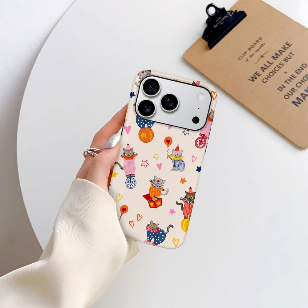 Case for iPhone 17 Pro - [Drop Protection Phone Cover] - Hybrid Case for Girl Women - Cute Cat Playful