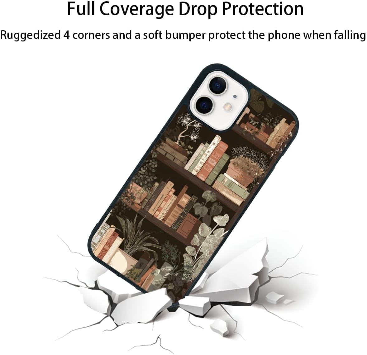 Urban Jungle Bookshelf Houseplant Study Room Phone Case, Shockproof Protective Cover for iPhone 11 12 13 14 15 16 17 Pro Max Plus Mini XR 7 8 SE