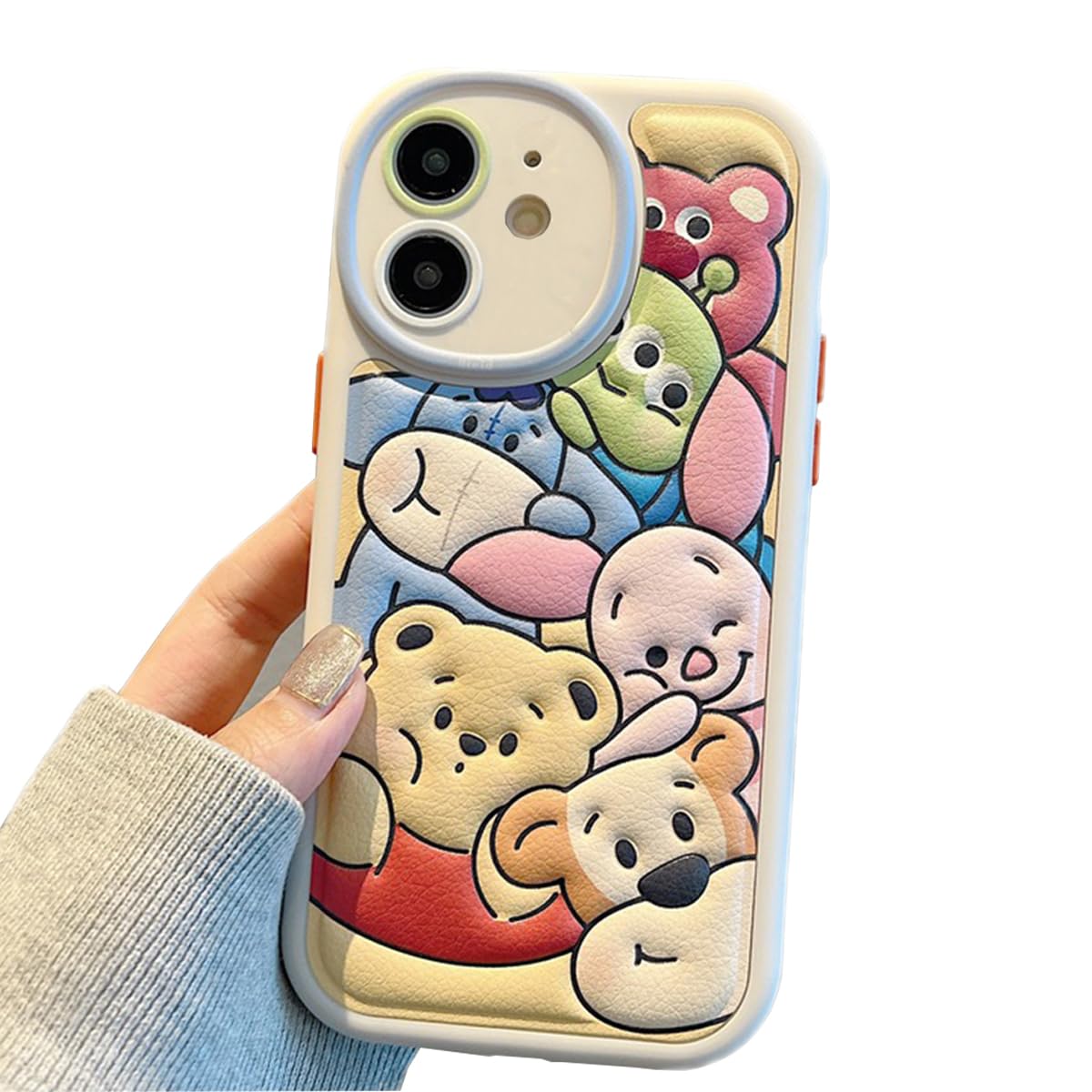 Compatible with iPhone 17 Cute Case, Kawaii Phone Case TPU Leather Cute Bear Cartoon case Soft Rubber Shockproof Protective for iPhone 17 Case Cover for Women Girls