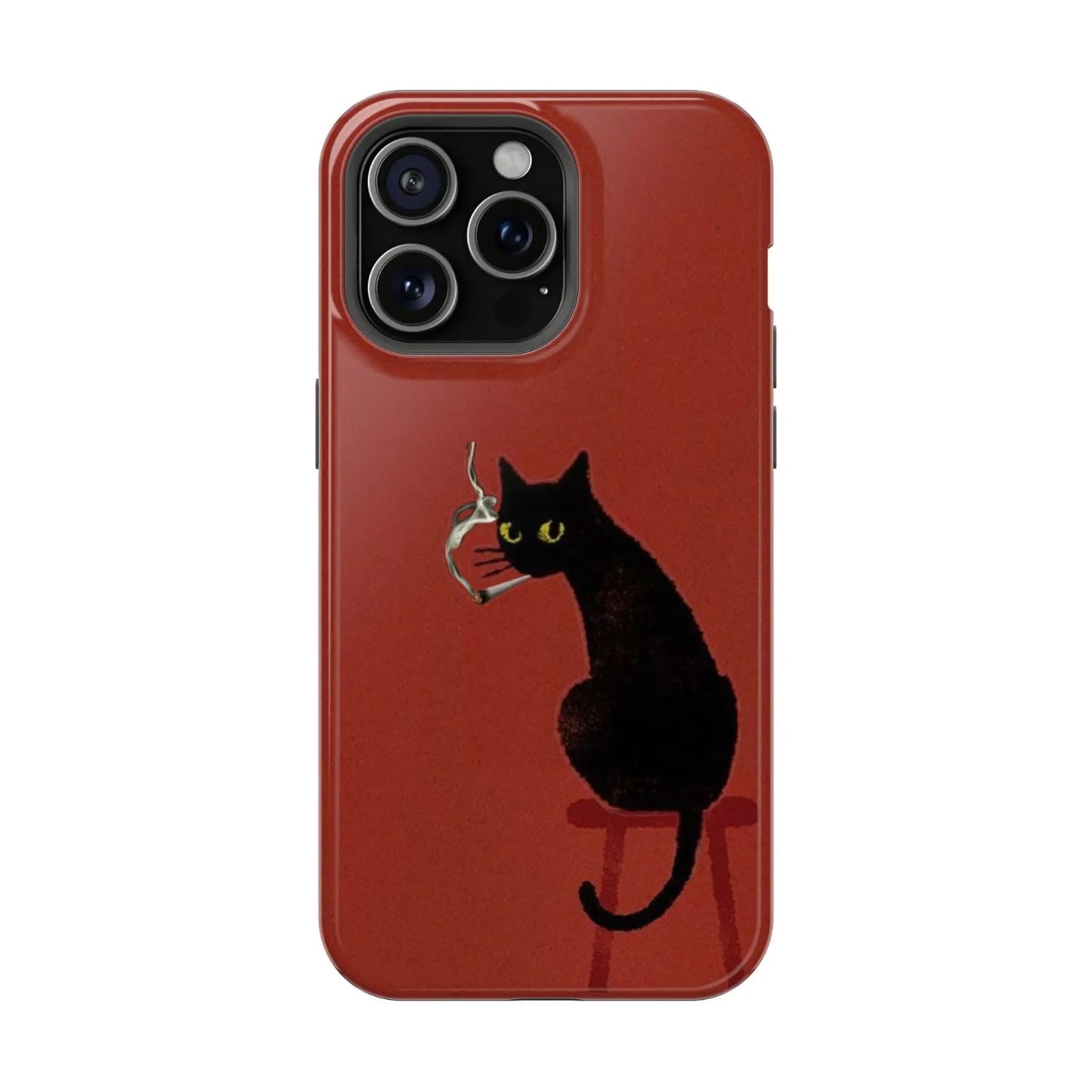 Vintage Black Cat Phone Case for iPhone Samsung, Midnight Aesthetic Design, Shockproof Durable Cover, Trendy Goth Gift for Cat Lovers (Cat with Wine Glass, iPhone 17)
