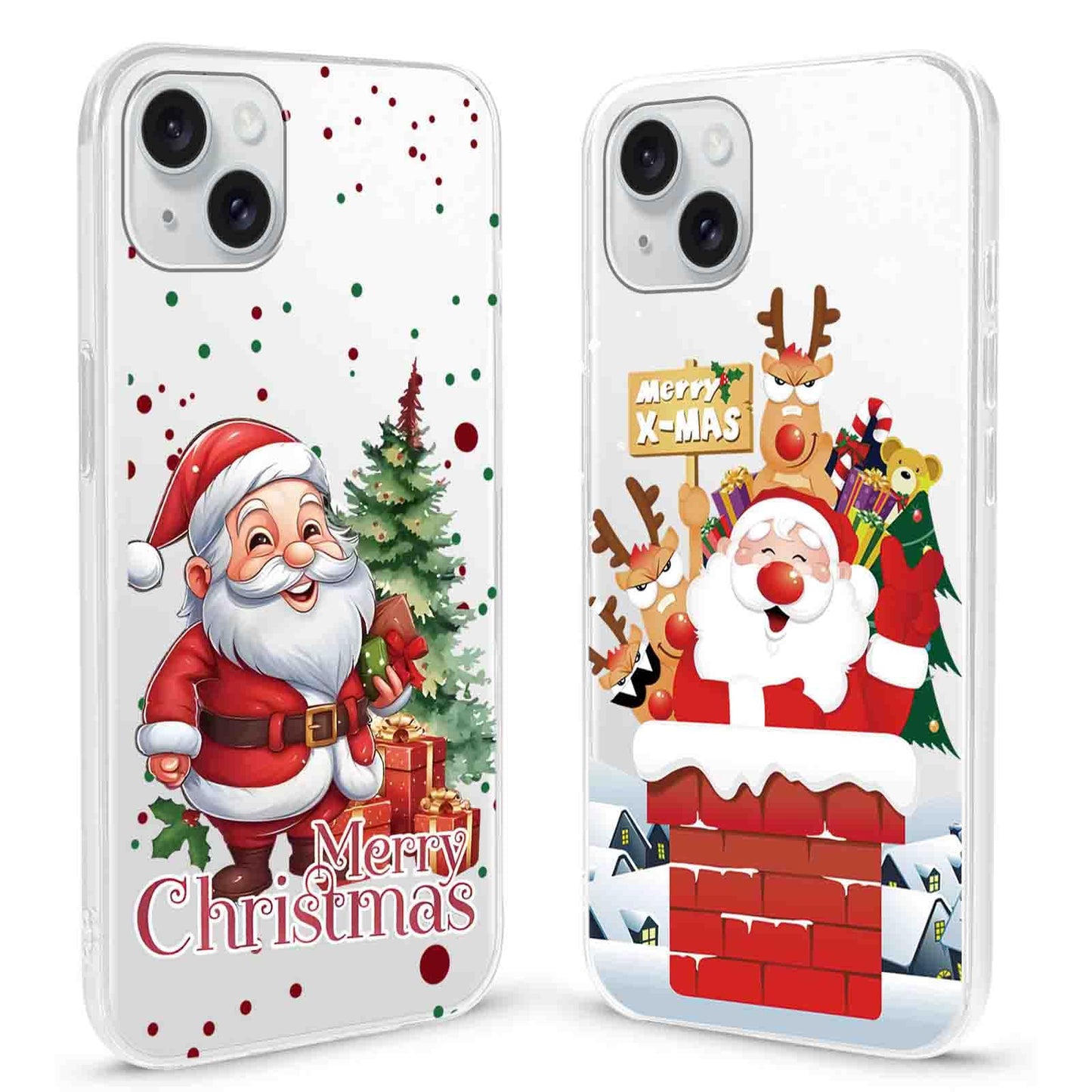 2 Pack Christmas Phone Case for iPhone 16 6.1'', Cute Christmas Tree Pattern Gifts Case with Gingerbread Canes Design Soft TPU Anti-Fall Protective Slim Shockproof Cover for Girl Women Men