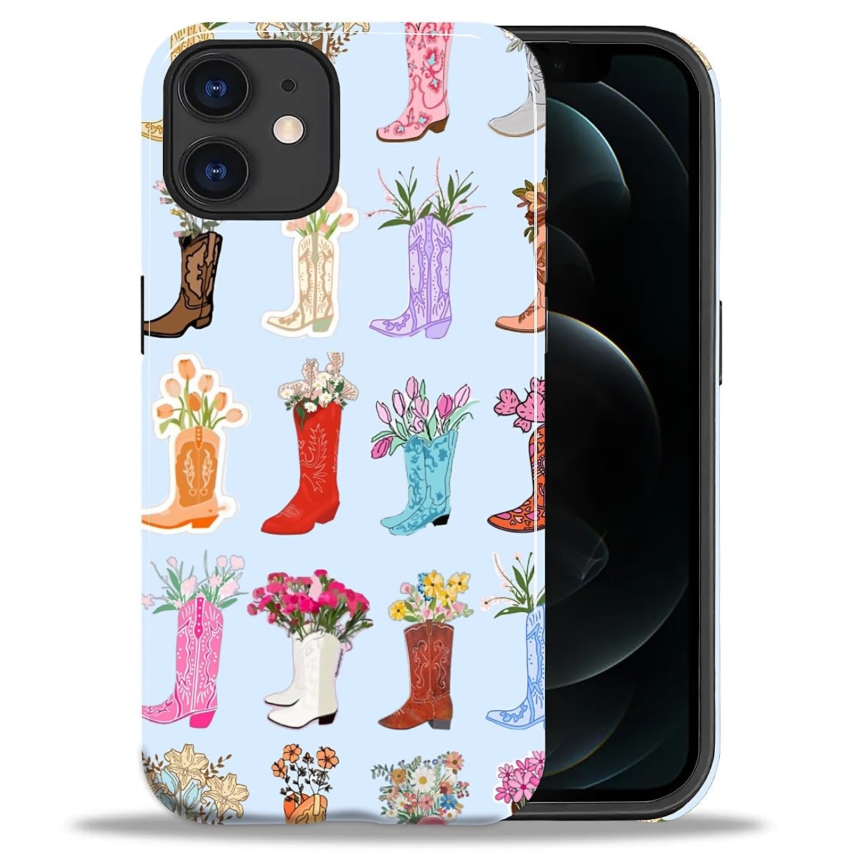 DAIZAG Case for iPhone 13 iPhone 14, Christmas Coffee Snowflake Cane Full-Body Design Hybrid Dual Protection Soft TPU + Hard PC, Shockproof Scratch-Resistant Protective Cover Phone Case for Men Women