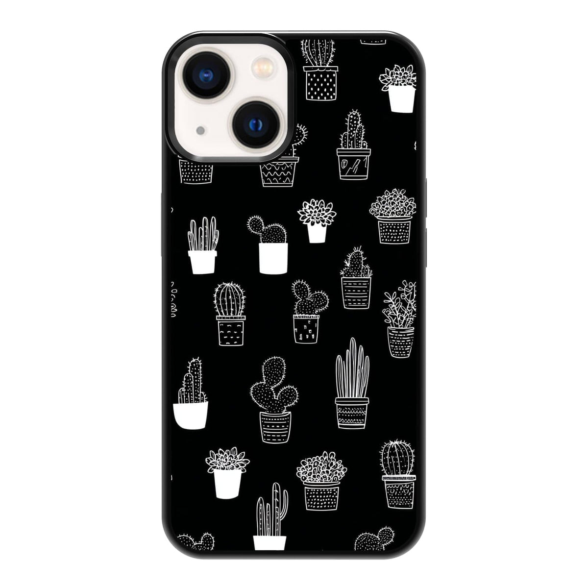 Vintage Black and White Botanical Cactus Agave Desert Nature Phone Case, Shockproof Protective Cover for iPhone 11 12 13 14 15 16 17 Pro Max Plus Mini XR 7 8 SE